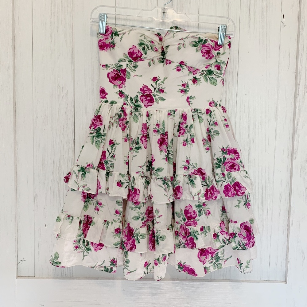 Jack Wills strapless floral, ruffled dress